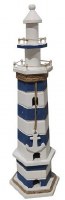 20" Navy and White Wood Lighthouse Statue