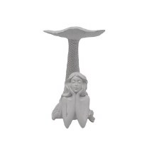 8" White Polyresin Mermaid With Her Tail Up Coastal Figurine