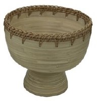 10" Round Natural Bamboo Footed Bowl