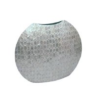 20" White Capiz Vase