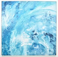 48" Sq Blue Abstract Swirls Canvas in a White Frame