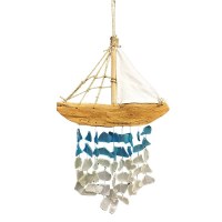 18" Sailboat Wood and Glass Wind Chime