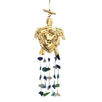15" Turtle Wood and Glass Wind Chime