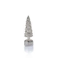 12" LED Distressed Silver Slim Spinning Christmas Tree