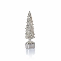 14" LED Distressed Silver Slim Spinning Christmas Tree
