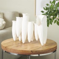 11" White Ten Tube Ceramic Decorative Vase