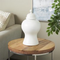 15" White Ceramic Ginger Jar