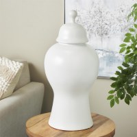 25" White Ceramic Ginger Jar
