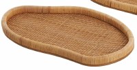 12" x 21" Brown Oval Rattan Tray