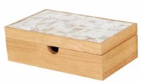 6" x 10" Natural Wood and Mother of Pearl Decorative Box