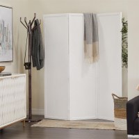 70" x 60" White Three Panel Wood Screen