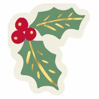 6" Square Holly Leaf Shaped Christmas Beverage Napkins