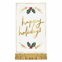 8" x 4" "Happy Holidays" Holly Guest Towels
