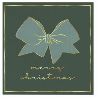 5" Square Dark Green "Merry Christmas" Beverage Napkins