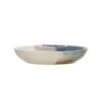 9" Round Blue and Cream Ceramic Chip & Dip Serving Dish