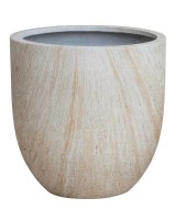 15" Beige Marble Design Cement Pot