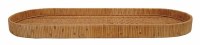 8" x 22" Brown Oval Rattan Serving Tray
