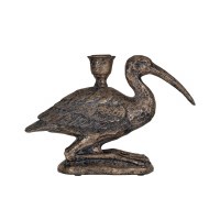 7" Distressed Brown Polyresin Ibis Taper Candle Holder