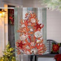 44" x 28" Coral and Seashell Christmas Tree Large Flag