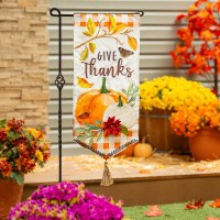 28" x 13" "Give Thanks" Fall & Thanksgiving Pumpkins Extra Long Mini Garden Flag
