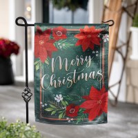 18" x 13" "Merry Christmas" Red Poinsettia Mini Christmas Garden Flag