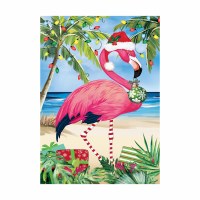 18" x 13" Christmas Flamingo Mini Coastal Garden Flag