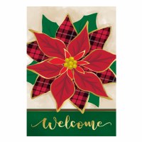 18" x 13" Red Poinsettia "Welcome" Mini Christmas Garden Flag