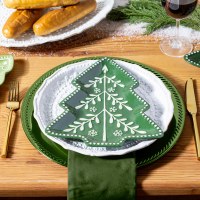 10" Green Ceramic Christmas Tree Shape Plate