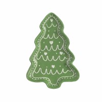 8" Green Ceramic Christmas Tree Shape Plate