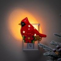 6" Ceramic Red Cardinal Night Light