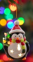 4" LED Glass Penguin Ornament
