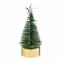 5" LED Gold Base and Green Brush Christmas Tree Statue