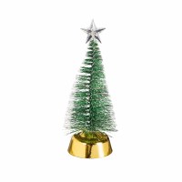 8" LED Gold Base and Green Brush Christmas Tree Statue