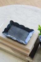 6" x 7" Blue Scalloped Edge Capiz Shell Decorative Tray