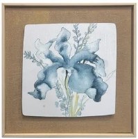 24" Sq Light Blue Flowers With Light Leaves Framed Print