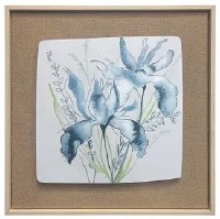 24" Sq Two Blue Flowers Framed Print
