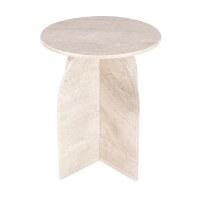 20" Round Beige Marble End Table