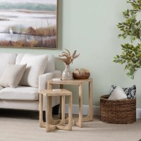 Set of Two 18" Sq Natural Wood End Tables