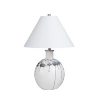 28" Blue and Green Drips on White Ceramic Table Lamp