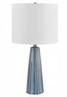 23" Blue Ribbed Ceramic Table Lamp