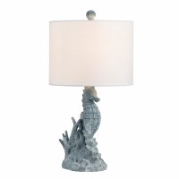 Small Blue Polyresin Seahorse Base Coastal Table Lamp