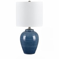 20" Dark Blue Ceramic Table Lamp