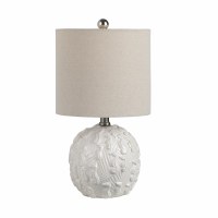 Small Distressed White Seahorses on an Orb Coastal Ceramic Table Lamp