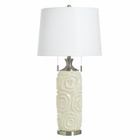 34" Cream Swirls Ceramic Table Lamp