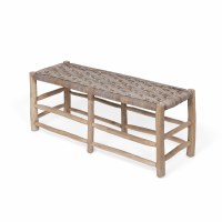 Teak and Rattan Bench