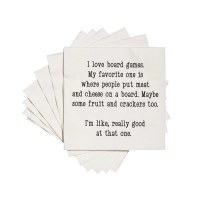 5" Square I love board games. My favorite one is where people put meat and cheese on a board Beverage Napkins