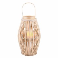 18" Natural Bamboo Stripes Oval Lantern