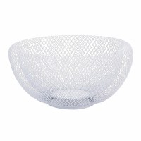 9" Round White Metal Mesh Bowl