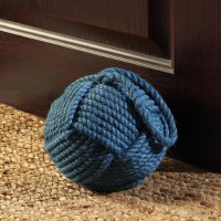 7" Round Dark Blue Jute Rope Monkey Knot Door Stop