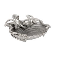 9" Silver Metal Coastal Octopus Bowl